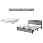 Cama Plataforma Gris King con Cajones de Almacenamiento y Estación de Carga, para 2 personas