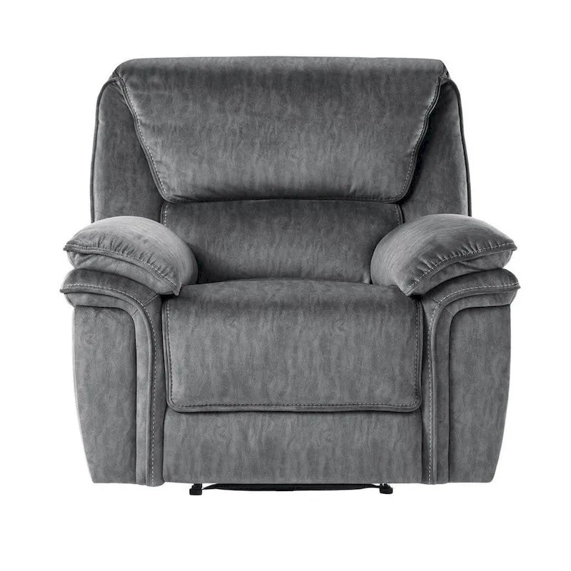 Sillón reclinable manual de microfibra gris, 1 plaza