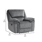 Sillón reclinable manual de microfibra gris, 1 plaza