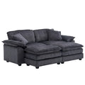 Sofá Loveseat de Pana Gris/Amarillo/Blanco/Naranja/Verde, de 2 Plazas, con 4 Cojines y 2 Otomanas