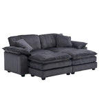 Sofá Loveseat de Pana Gris/Amarillo/Blanco/Naranja/Verde, de 2 Plazas, con 4 Cojines y 2 Otomanas