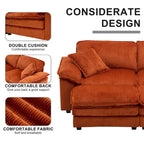 Sofá Loveseat de Pana Gris/Amarillo/Blanco/Naranja/Verde, de 2 Plazas, con 4 Cojines y 2 Otomanas