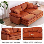 Sofá Loveseat de Pana Gris/Amarillo/Blanco/Naranja/Verde, de 2 Plazas, con 4 Cojines y 2 Otomanas