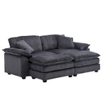 Sofá Loveseat de Pana Gris/Amarillo/Blanco/Naranja/Verde, de 2 Plazas, con 4 Cojines y 2 Otomanas