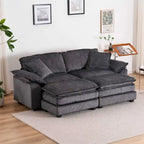 Sofá Loveseat de Pana Gris/Amarillo/Blanco/Naranja/Verde, de 2 Plazas, con 4 Cojines y 2 Otomanas