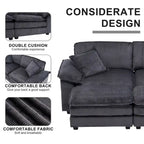 Sofá Loveseat de Pana Gris/Amarillo/Blanco/Naranja/Verde, de 2 Plazas, con 4 Cojines y 2 Otomanas