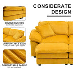 Sofá Loveseat de Pana Gris/Amarillo/Blanco/Naranja/Verde, de 2 Plazas, con 4 Cojines y 2 Otomanas