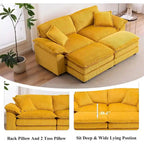 Sofá Loveseat de Pana Gris/Amarillo/Blanco/Naranja/Verde, de 2 Plazas, con 4 Cojines y 2 Otomanas