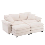 Sofá Loveseat de Pana Gris/Amarillo/Blanco/Naranja/Verde, de 2 Plazas, con 4 Cojines y 2 Otomanas