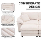 Sofá Loveseat de Pana Gris/Amarillo/Blanco/Naranja/Verde, de 2 Plazas, con 4 Cojines y 2 Otomanas