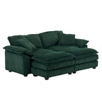 Sofá Loveseat de Pana Gris/Amarillo/Blanco/Naranja/Verde, de 2 Plazas, con 4 Cojines y 2 Otomanas