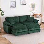 Sofá Loveseat de Pana Gris/Amarillo/Blanco/Naranja/Verde, de 2 Plazas, con 4 Cojines y 2 Otomanas