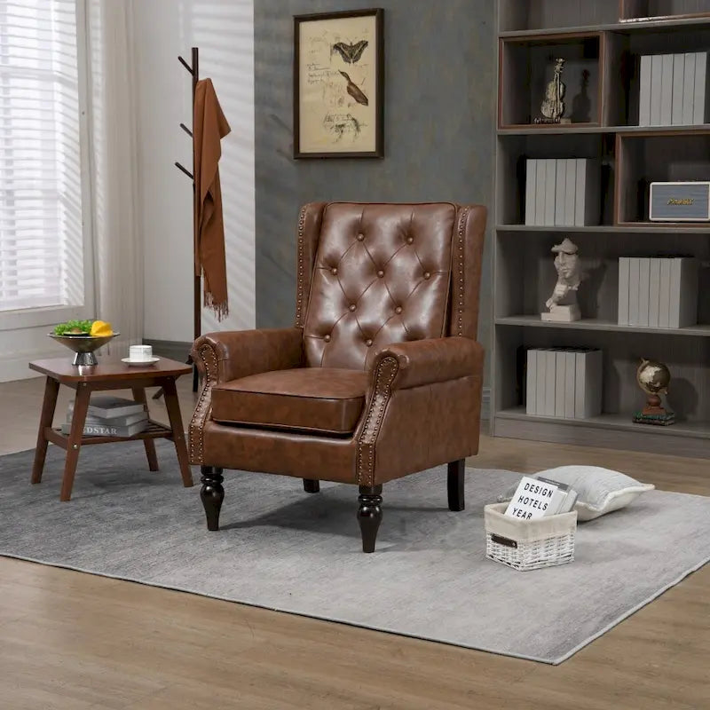 Sillón con estructura de madera, sillón moderno, sillón para sala de estar - 29.33 x 31.50 x 39.37
