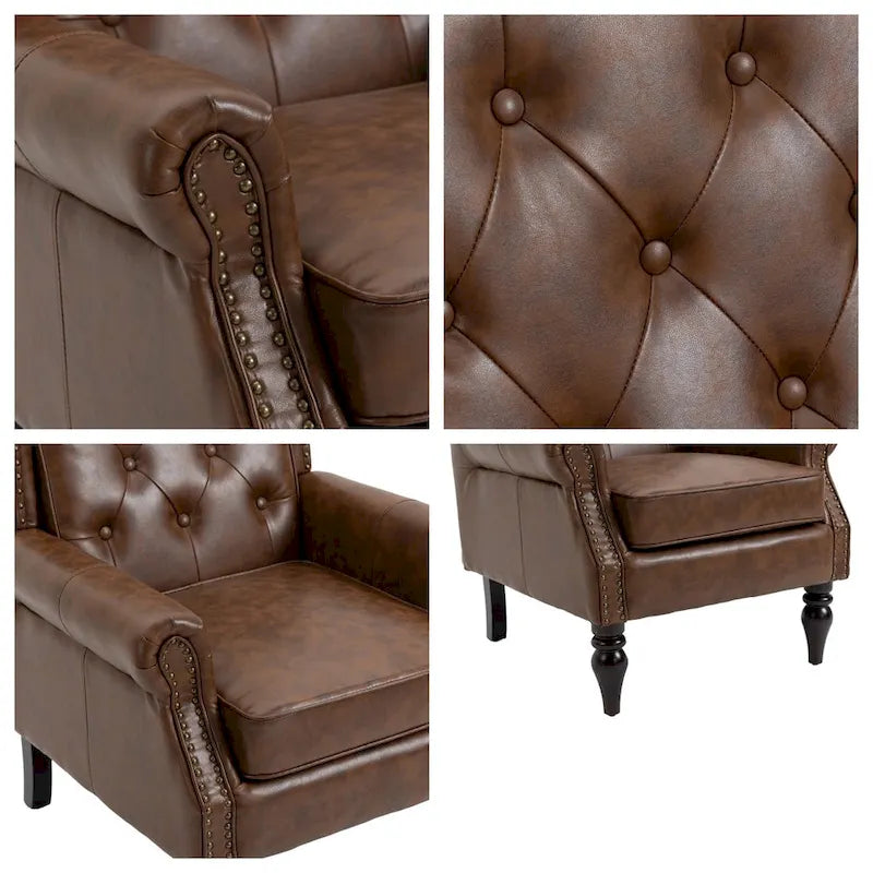 Sillón con estructura de madera, sillón moderno, sillón para sala de estar - 29.33 x 31.50 x 39.37