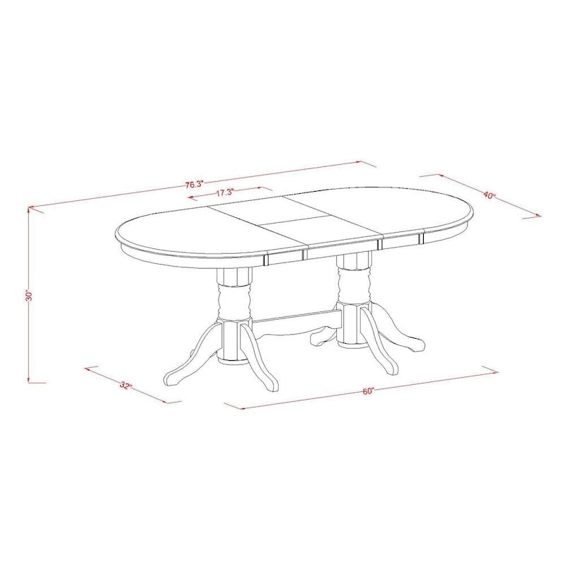 Juego de mesa de cocina de 5 piezas de East West Furniture - una mesa de comedor ovalada con extensión de mariposa y 4 sillas de comedor, roble