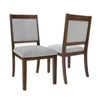 Sillas de comedor tapizadas de respaldo abierto en tejido gris/neutro, juego de 2