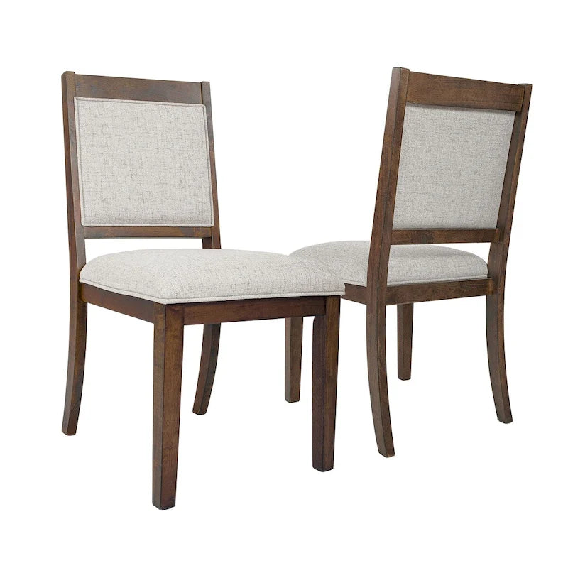 Sillas de comedor tapizadas de respaldo abierto en tejido gris/neutro, juego de 2