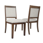 Sillas de comedor tapizadas de respaldo abierto en tejido gris/neutro, juego de 2