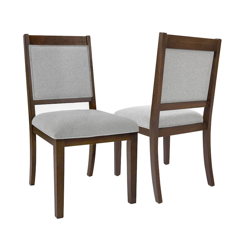 Sillas de comedor tapizadas de respaldo abierto en tejido gris/neutro, juego de 2