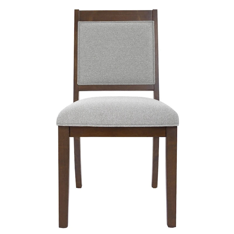 Sillas de comedor tapizadas de respaldo abierto en tejido gris/neutro, juego de 2