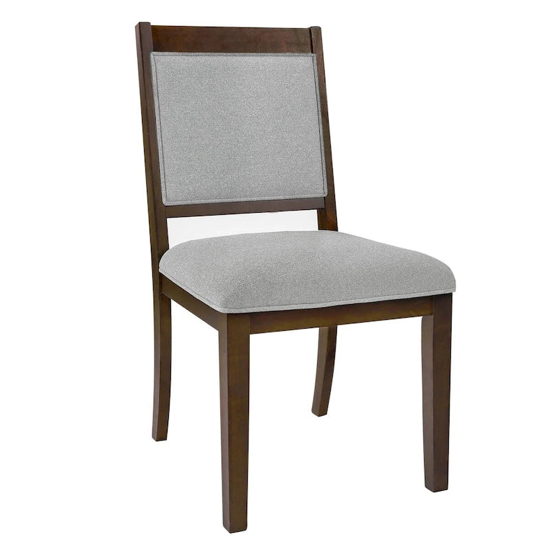 Sillas de comedor tapizadas de respaldo abierto en tejido gris/neutro, juego de 2
