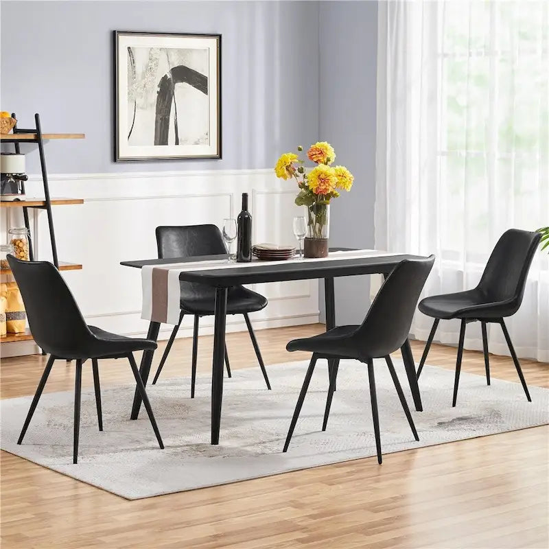 Sillas de comedor de polipiel, gris/marrón/negro, patas de metal, juego de 2