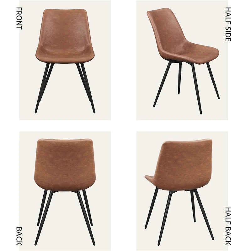 Sillas de comedor de polipiel, gris/marrón/negro, patas de metal, juego de 2
