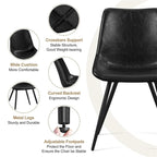 Sillas de comedor de polipiel, gris/marrón/negro, patas de metal, juego de 2