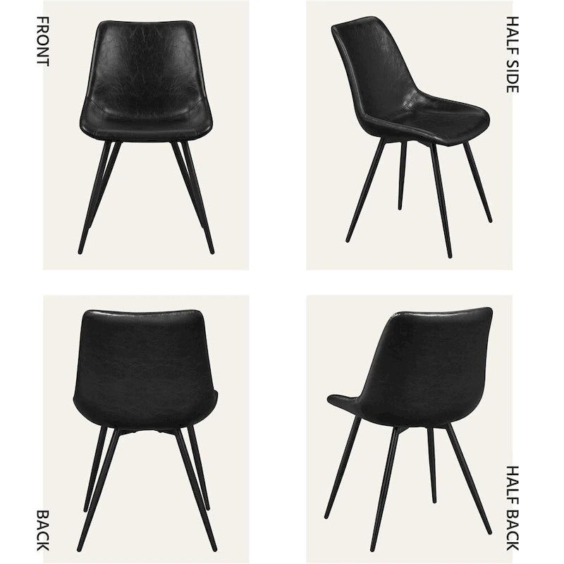 Sillas de comedor de polipiel, gris/marrón/negro, patas de metal, juego de 2