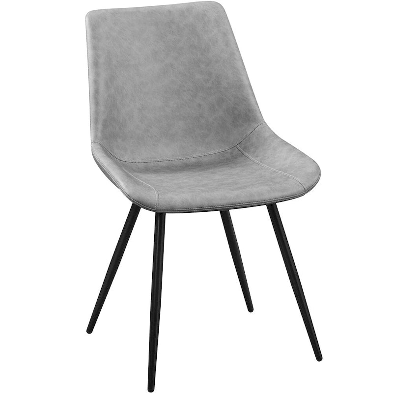 Sillas de comedor de polipiel, gris/marrón/negro, patas de metal, juego de 2