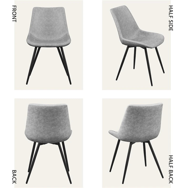 Sillas de comedor de polipiel, gris/marrón/negro, patas de metal, juego de 2