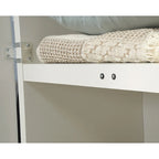 Mueble de almacenamiento de 2 puertas con acabado en madera/blanco y 4 estantes fijos