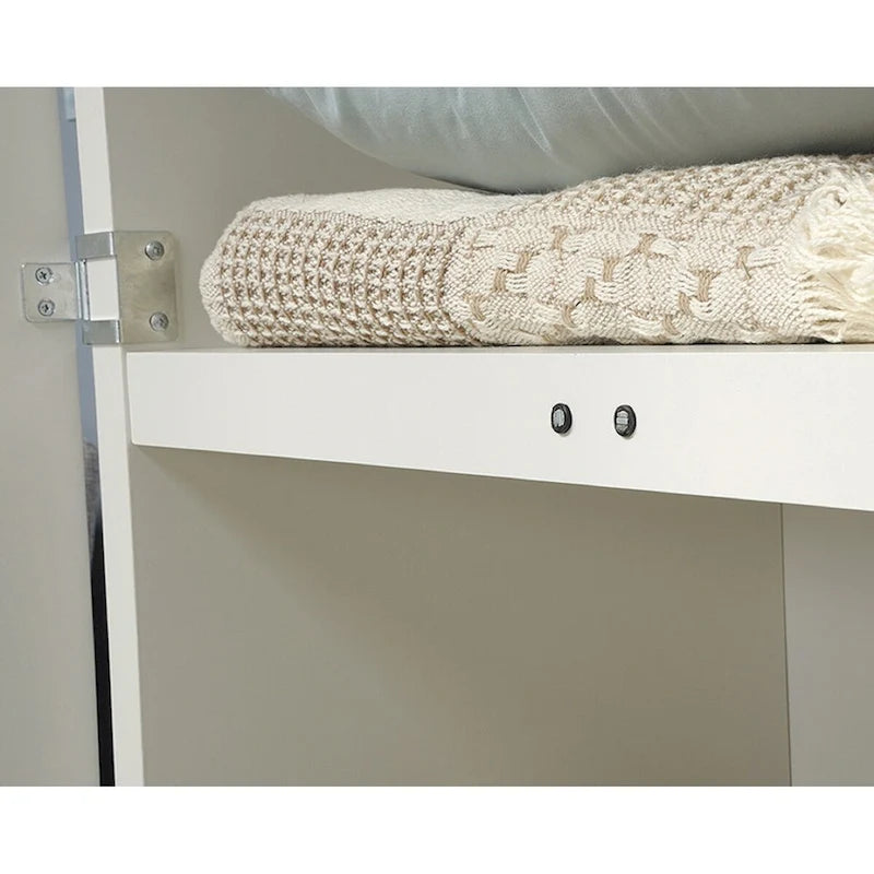 Mueble de almacenamiento de 2 puertas con acabado en madera/blanco y 4 estantes fijos
