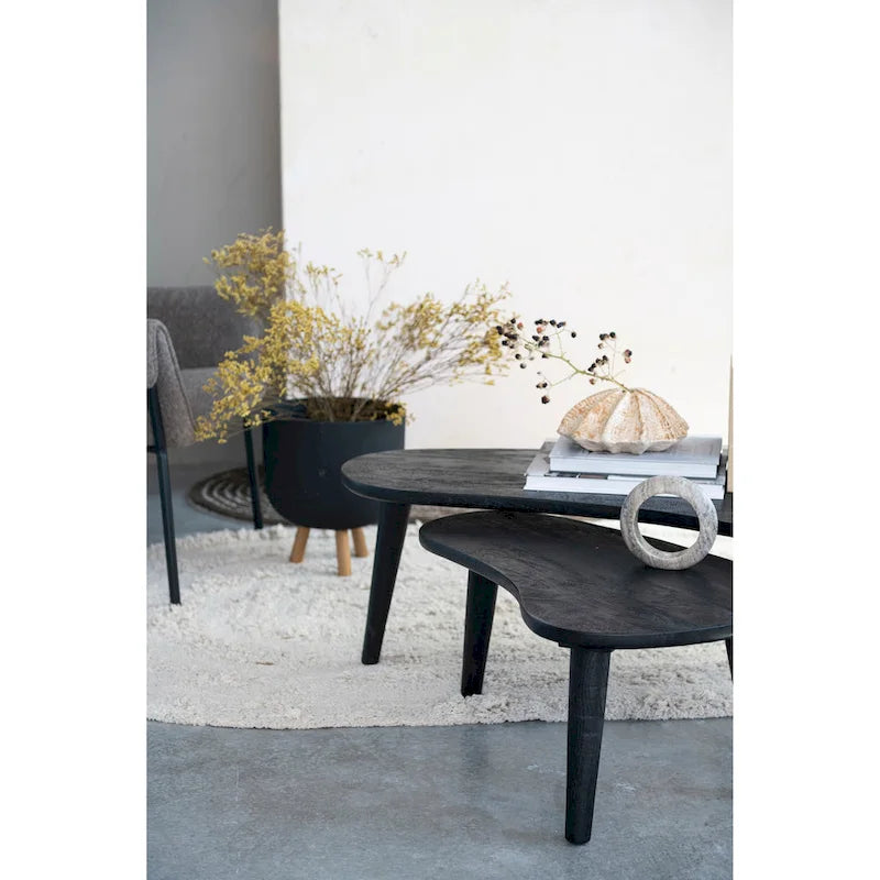 Mesas de centro de madera anidadas oblongas - 43.0L x 21.0W x 15.0H