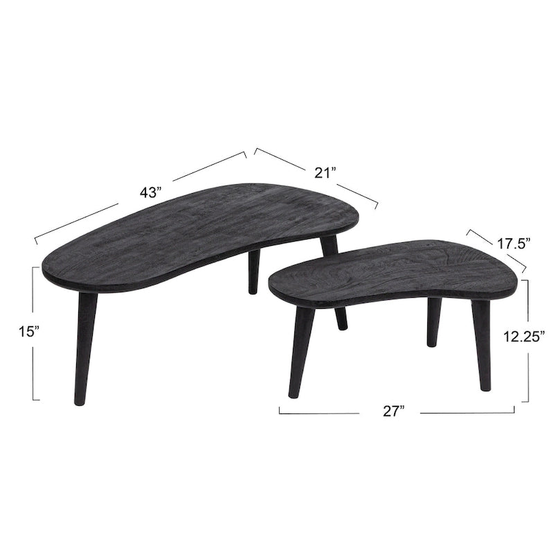 Mesas de centro de madera anidadas oblongas - 43.0L x 21.0W x 15.0H