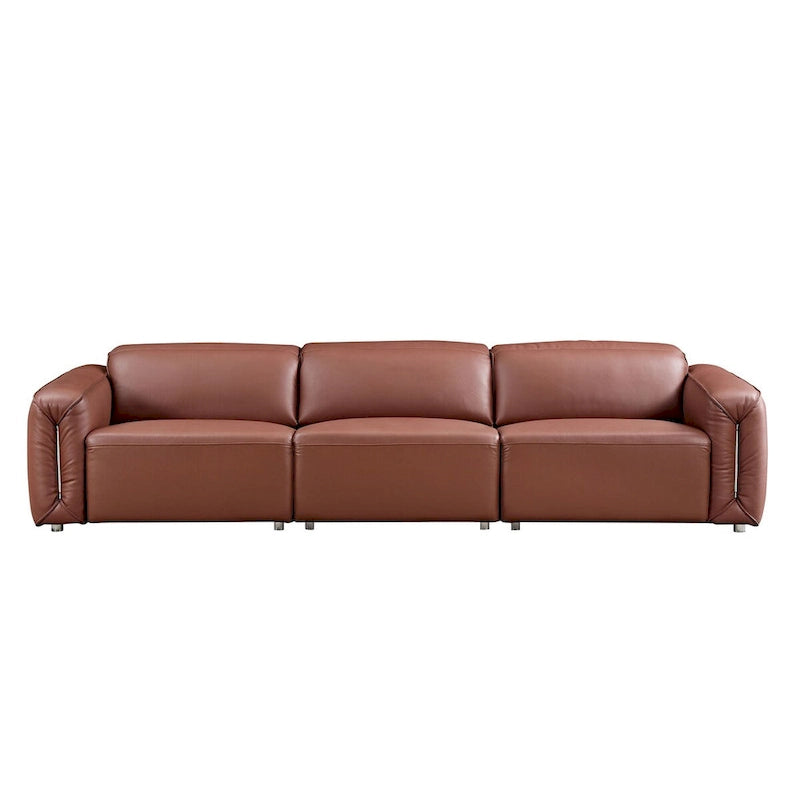 Sofá moderno de cuero de 3 plazas para sala de estar, cómodo sofá con asientos extra profundos, reposacabezas ajustables
