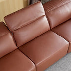 Sofá moderno de cuero de 3 plazas para sala de estar, cómodo sofá con asientos extra profundos, reposacabezas ajustables