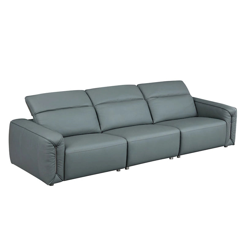 Sofá moderno de cuero de 3 plazas para sala de estar, cómodo sofá con asientos extra profundos, reposacabezas ajustables