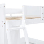 Cama alta de tamaño completo gris/blanco con escritorio y estante – 1 persona