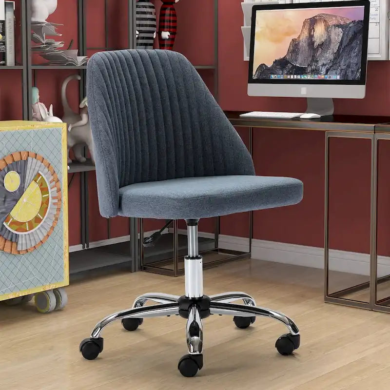 Silla giratoria de trabajo sin brazos, azul / gris oscuro, para 1 persona