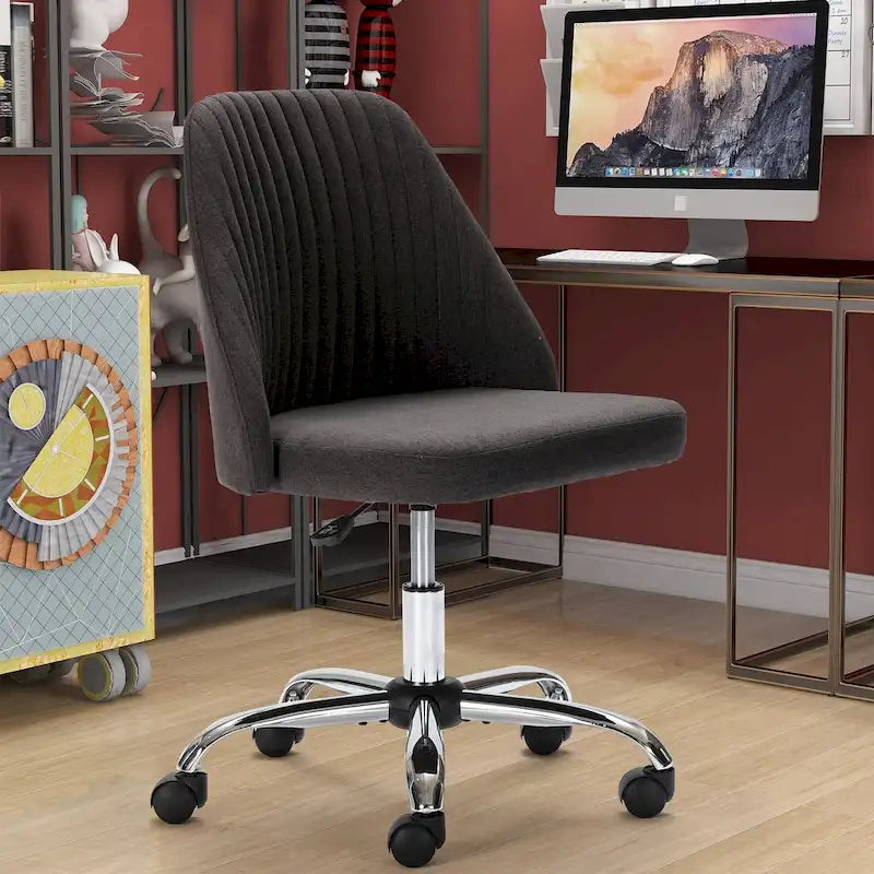 Silla giratoria de trabajo sin brazos, azul / gris oscuro, para 1 persona