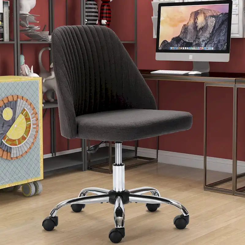 Silla giratoria de trabajo sin brazos, azul / gris oscuro, para 1 persona