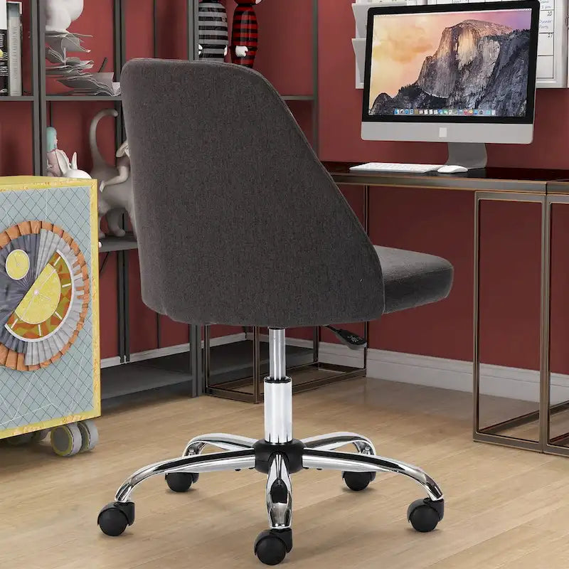 Silla giratoria de trabajo sin brazos, azul / gris oscuro, para 1 persona