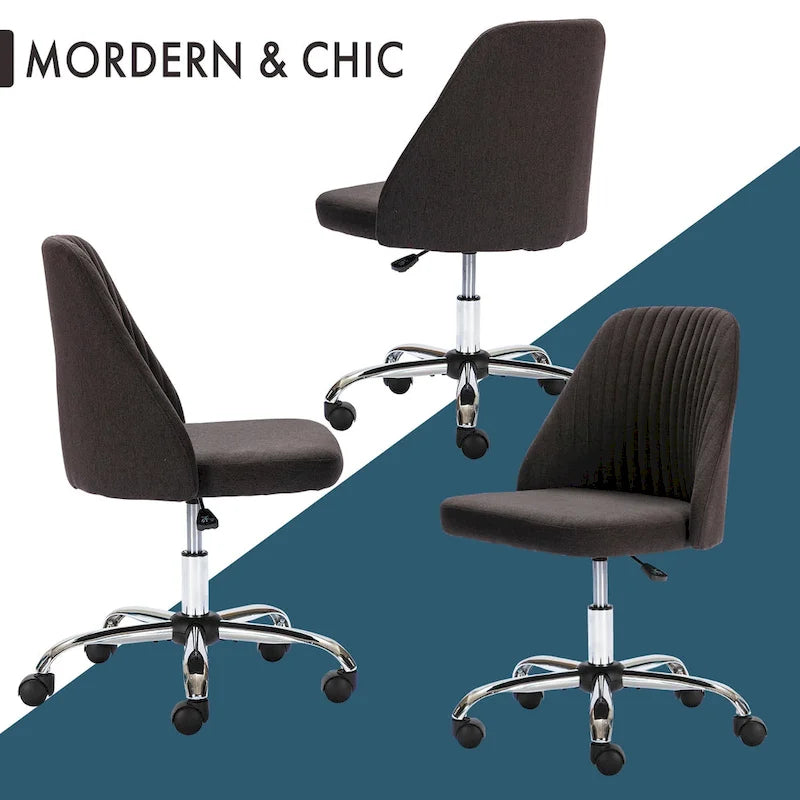 Silla giratoria de trabajo sin brazos, azul / gris oscuro, para 1 persona