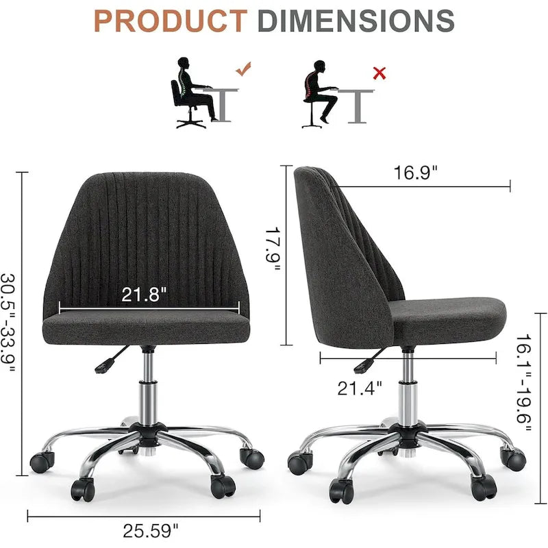 Silla giratoria de trabajo sin brazos, azul / gris oscuro, para 1 persona