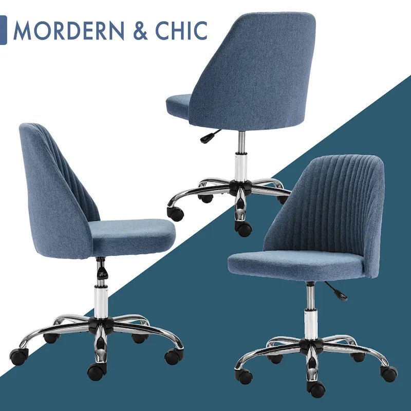 Silla giratoria de trabajo sin brazos, azul / gris oscuro, para 1 persona