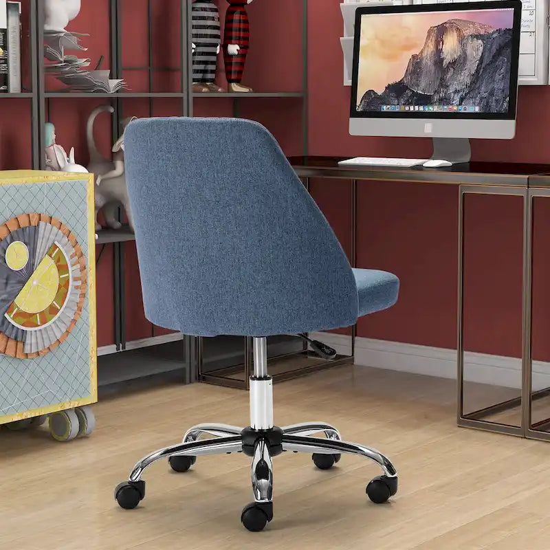 Silla giratoria de trabajo sin brazos, azul / gris oscuro, para 1 persona