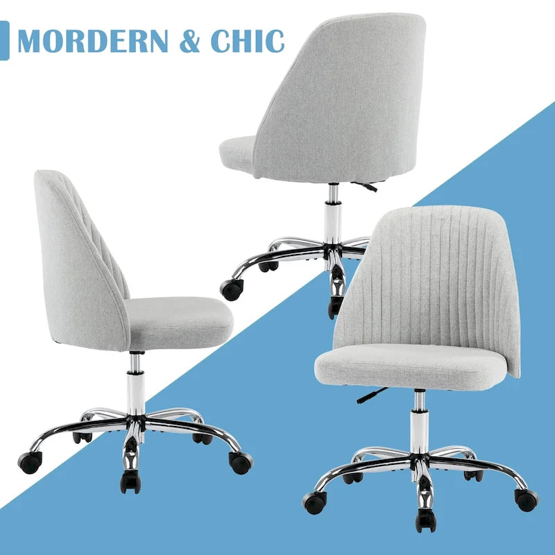 Silla giratoria de trabajo sin brazos, azul / gris oscuro, para 1 persona