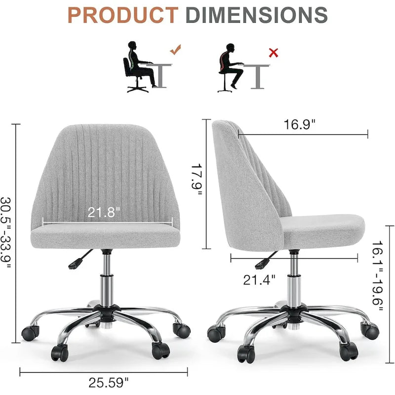 Silla giratoria de trabajo sin brazos, azul / gris oscuro, para 1 persona