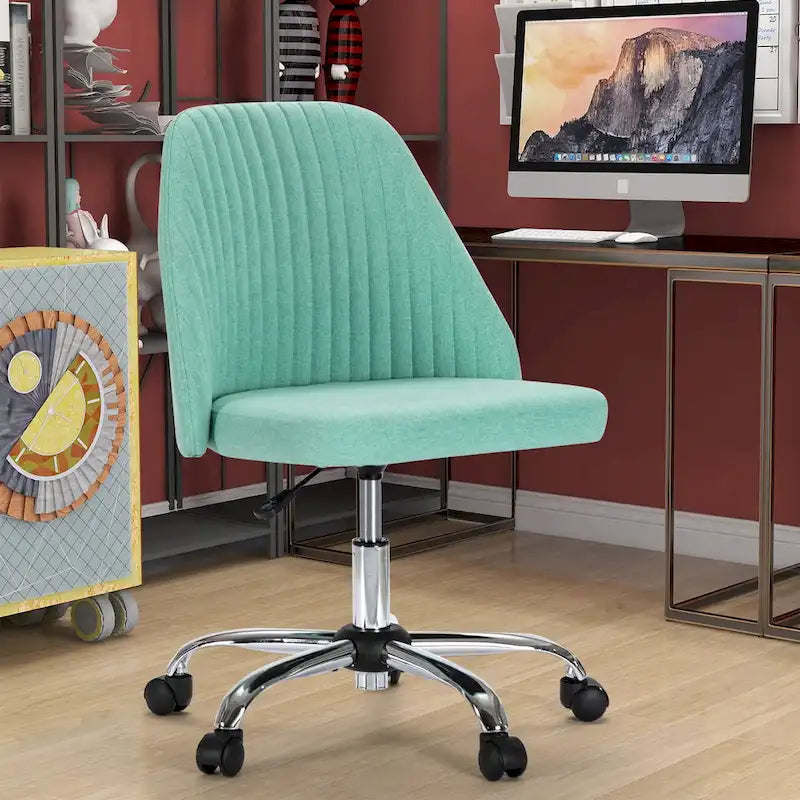 Silla giratoria de trabajo sin brazos, azul / gris oscuro, para 1 persona